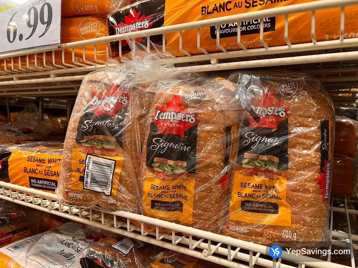 Costco DEMPSTER'S SESAME WHITE BREAD 3 x 600 g + - Canada (ITM 242210)