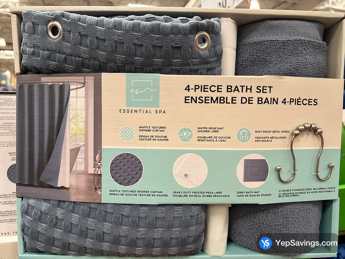 Costco ESSENTIAL SPA SHOWER CURTAIN SET 4 PIECES - Canada (ITM 1794666)