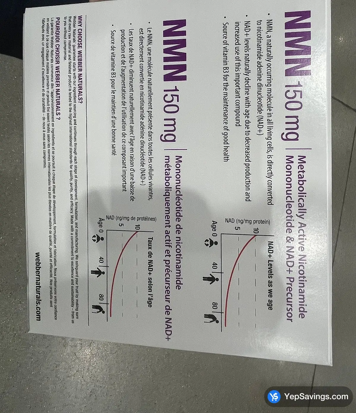 Costco WEBBER NATURALS NMN 150 MG 100 CAPSULES - Canada (ITM 1832357)