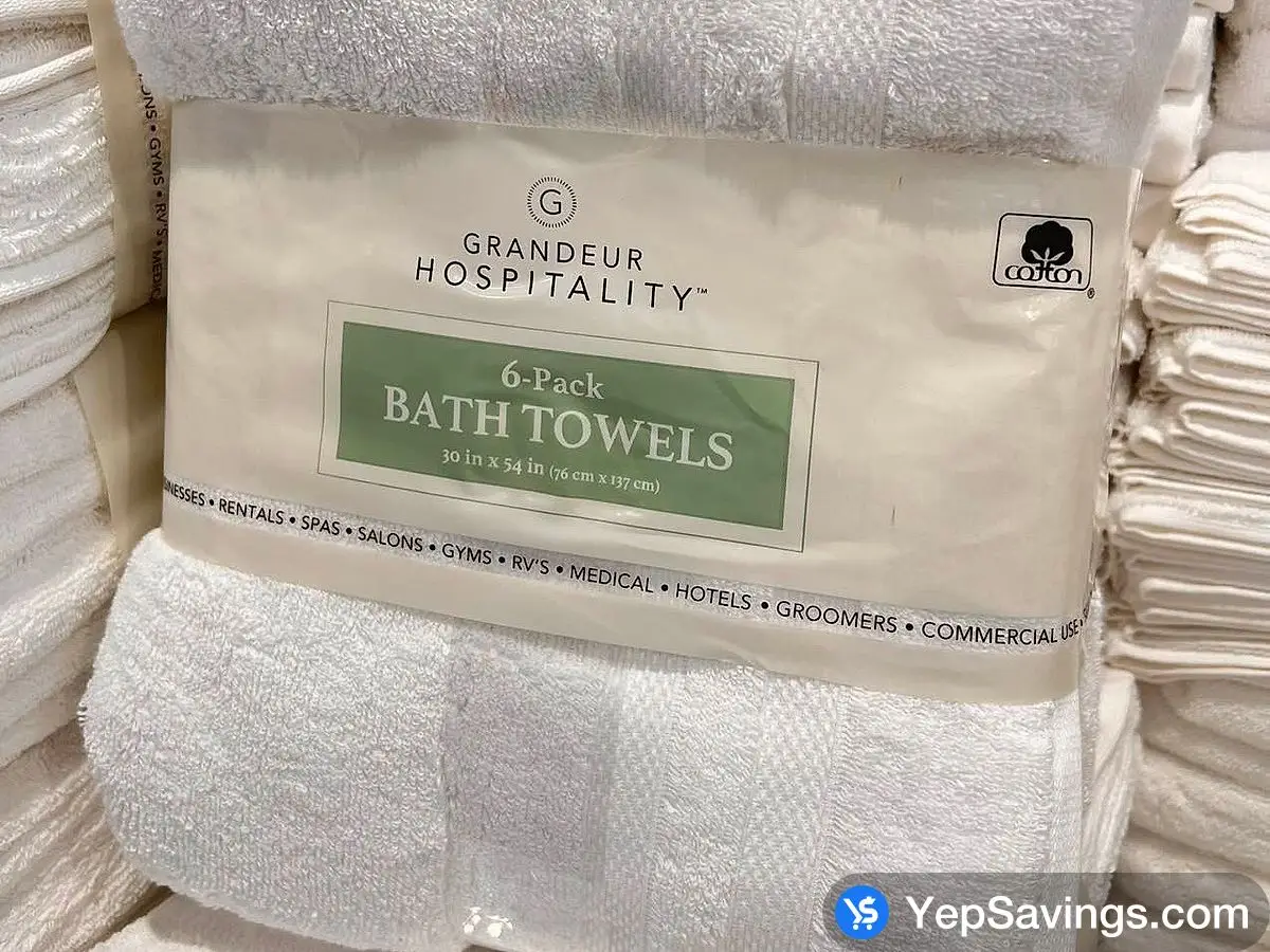 GRANDEUR HOSPITALITY COTTON BATH TOWELS 30 " X 54 " - 6PK ITM 1176954 at Costco