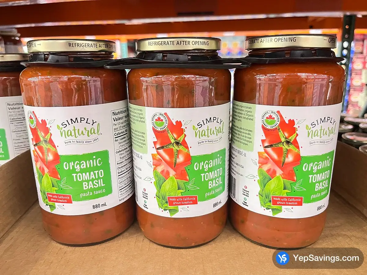 Costco SIMPLY NATURAL ORGANIC PASTA SAUCE 3 X 880 mL - Canada (ITM 7350255)