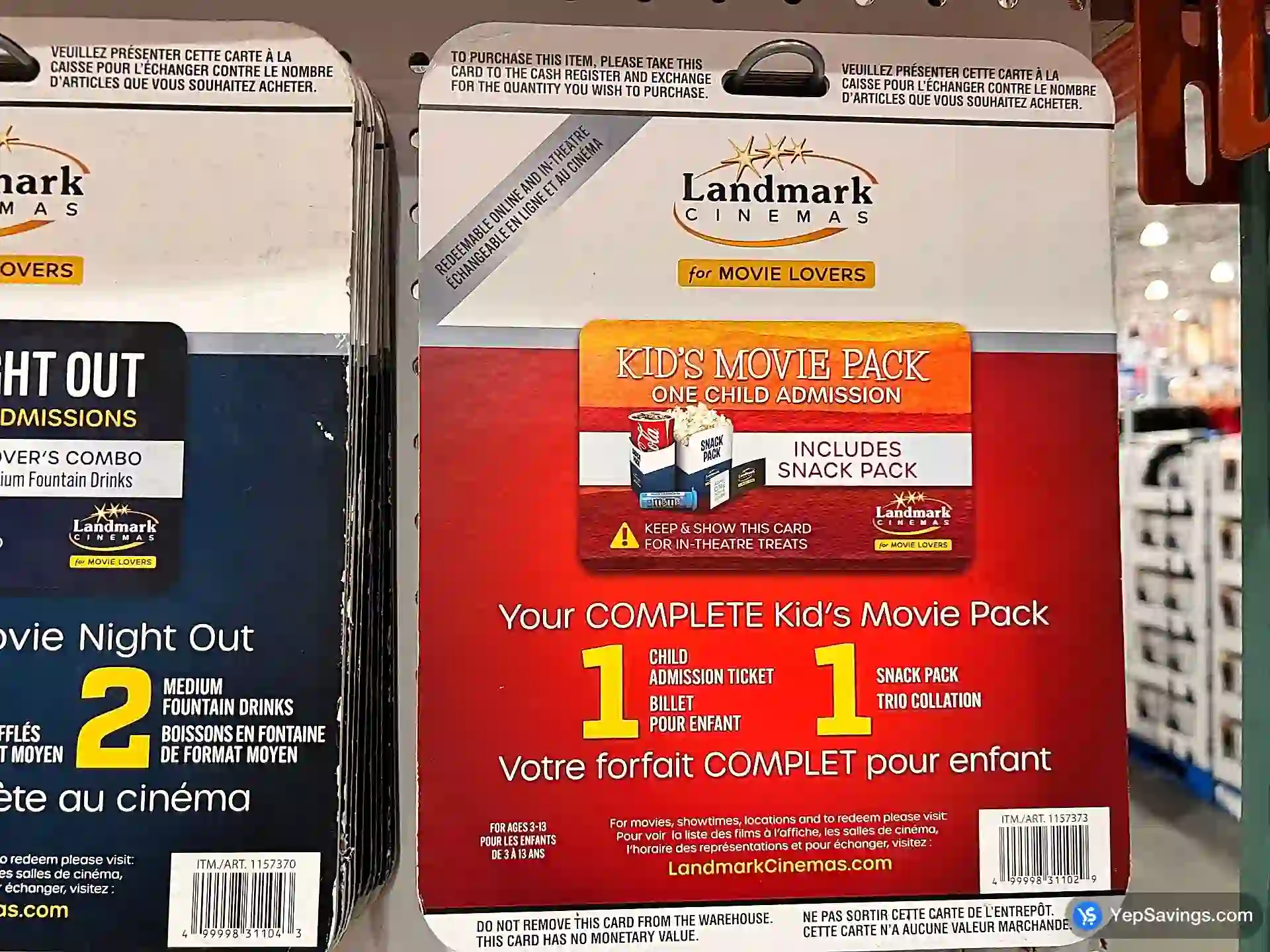 Costco LANDMARK CINEMAS KID'S MOVIE PACK ITEM IS NON-REFUNDABLE - Canada (ITM 1157373)