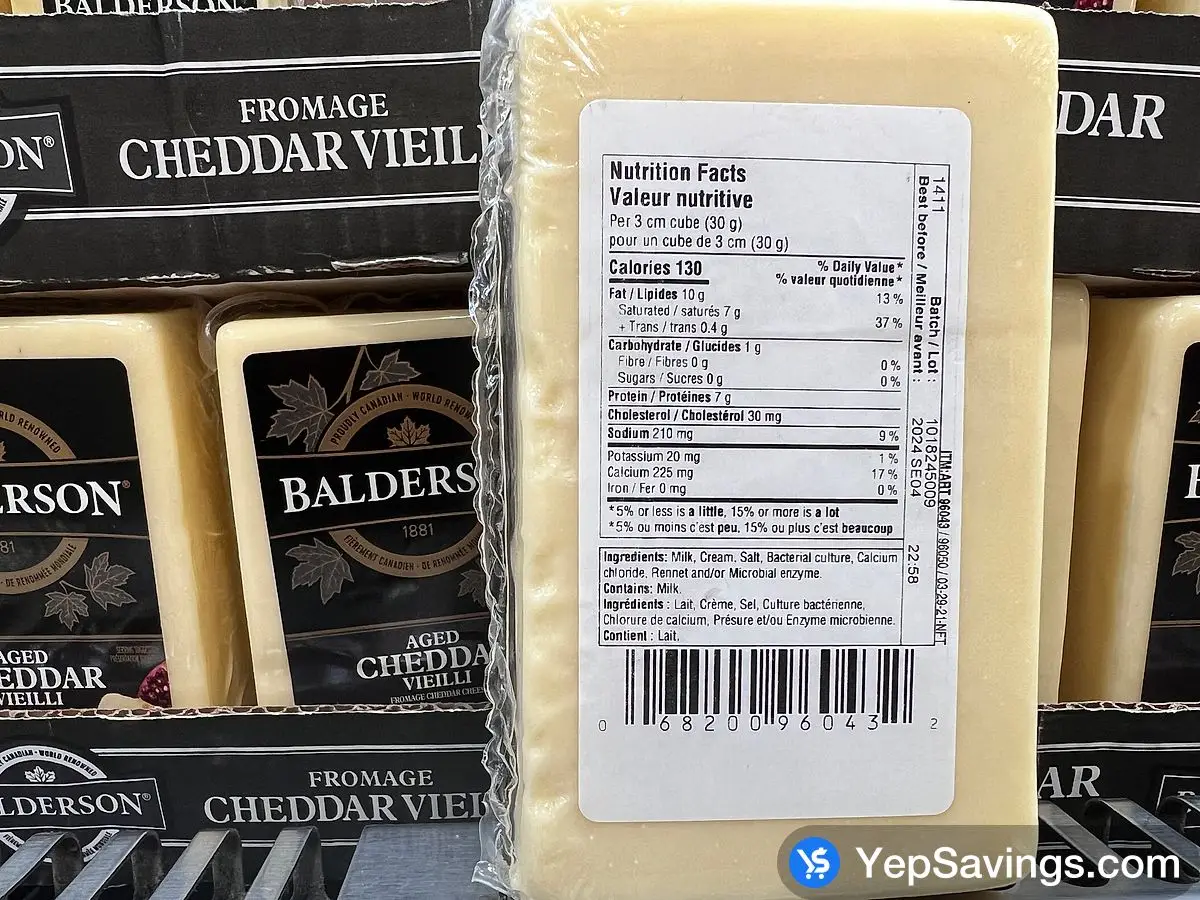 Costco BALDERSON 5 YEAR OLD CHEDDAR 500 g - Canada (ITM 96043)