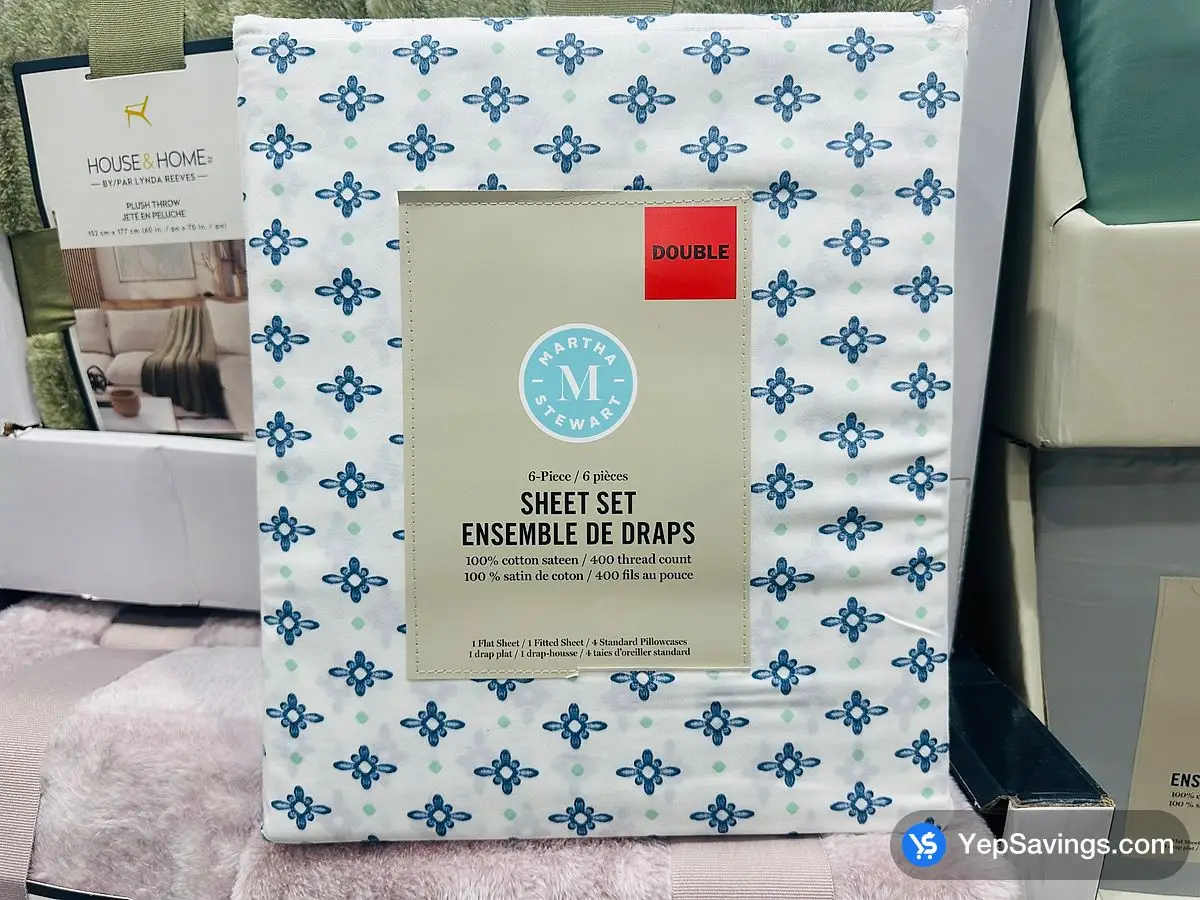 MARTHA STEWART COTTON SHEET SET DOUBLE 6PC ITM 1915200 at Costco