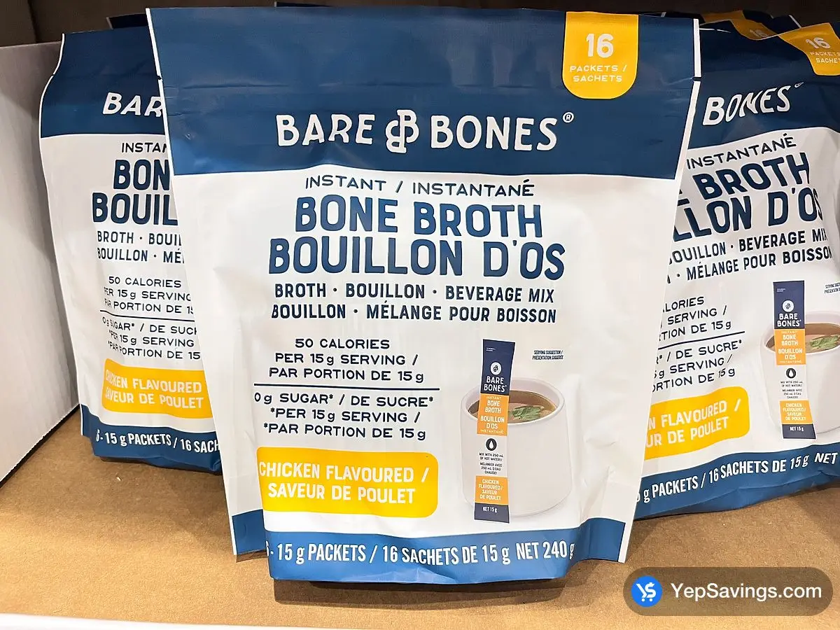 Costco BARE BONES CHICKEN BONE BROTH 16 x 15 g - Canada (ITM 2699282)