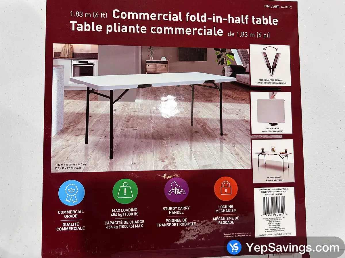 Costco STAR ELITE 6 ' FOLD - IN - HALF TABLE 72 " x 30 " x 29.25 " - Canada (ITM 1690752)