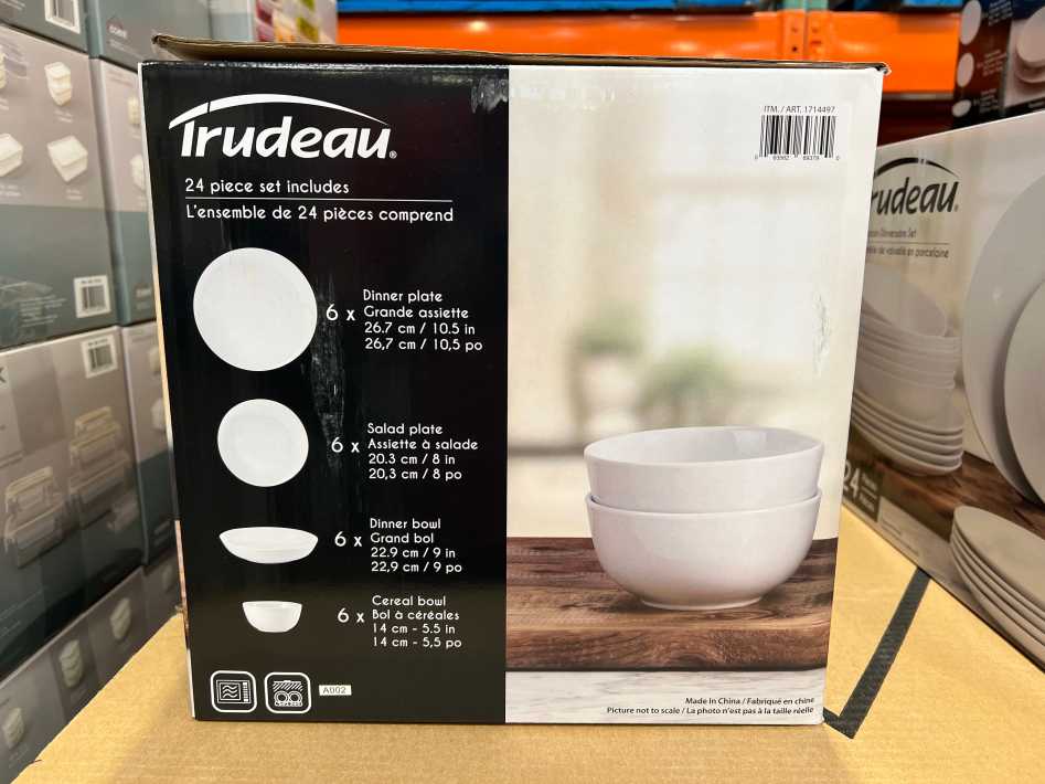 Costco TRUDEAU PORCELAIN DINNERWARE 24 PIECES - Canada (ITM 1714497)
