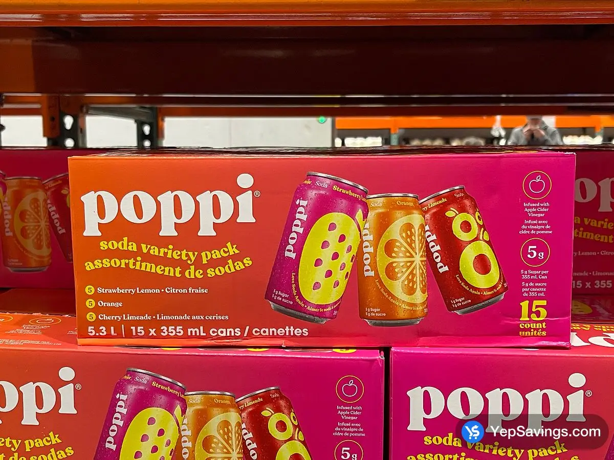 Costco POPPI SODA VARIETY PACK 15 x 355 mL - Canada (ITM 1839396)