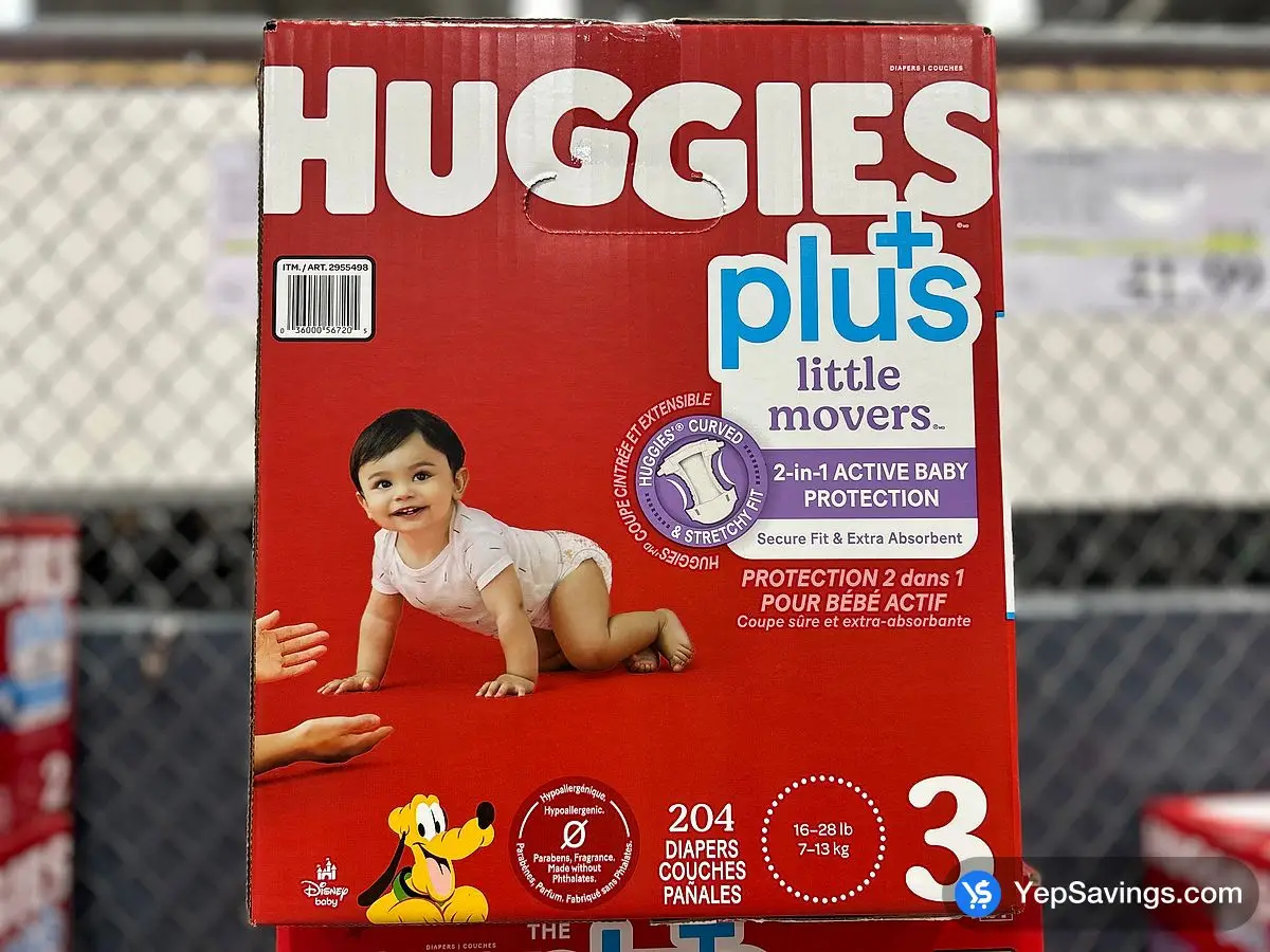 Costco HUGGIES PLUS DIAPERS SIZE 3 PACK OF 204 - Canada (ITM 1914459)