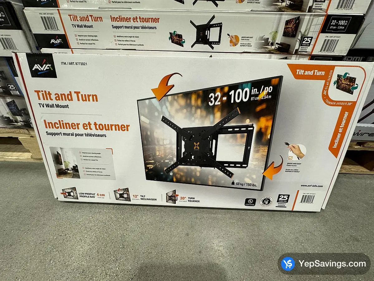Costco AVF CWL62 - F TILT TV MOUNT 32 in . TO 100 in . - Canada (ITM 8772021)