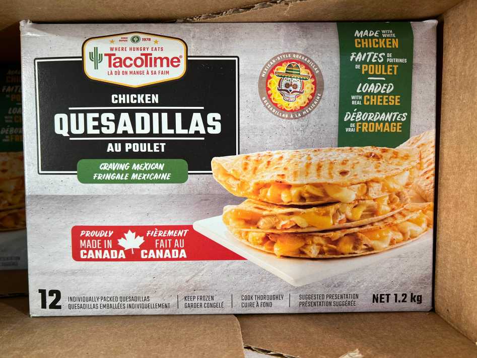 Costco TACO TIME CHICKEN QUESADILLAS 1.2 kg - Canada (ITM 2668140)
