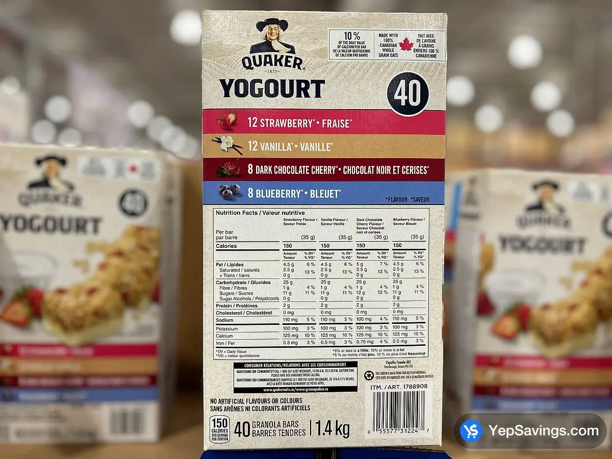 QUAKER YOGURT BARS 40 x 35 g ITM 1788908 at Costco