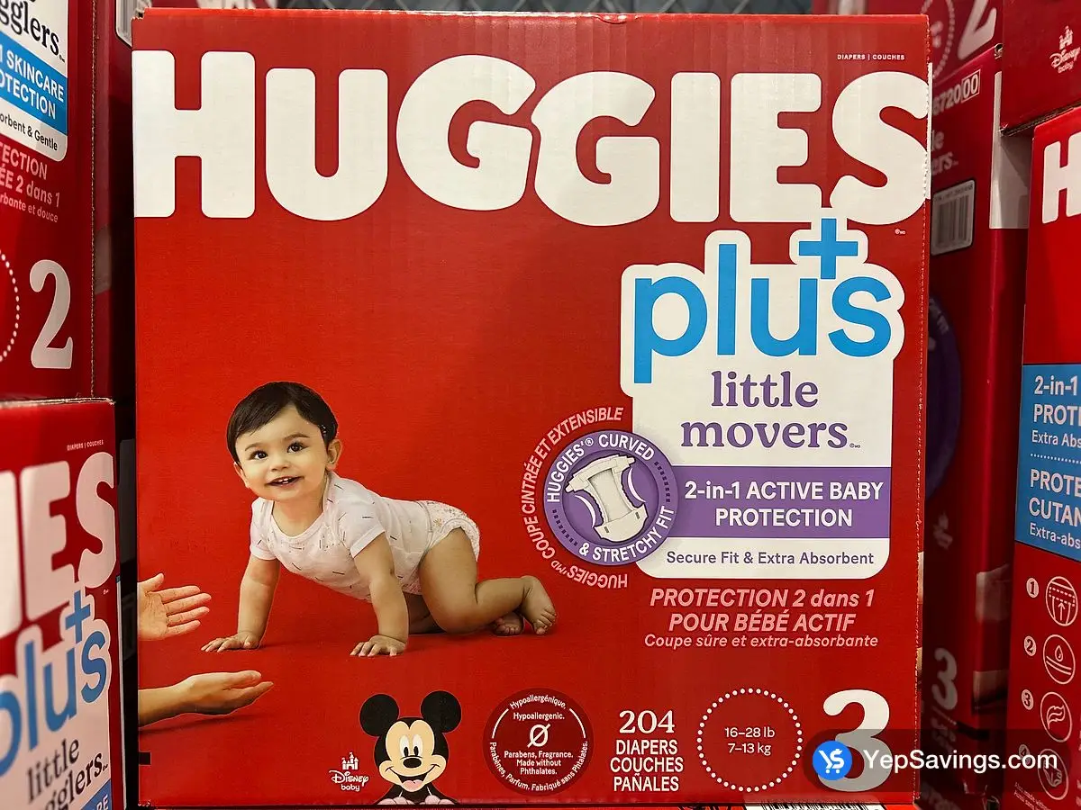 Costco HUGGIES PLUS DIAPERS SIZE 3 PACK OF 204 - Canada (ITM 1914459)