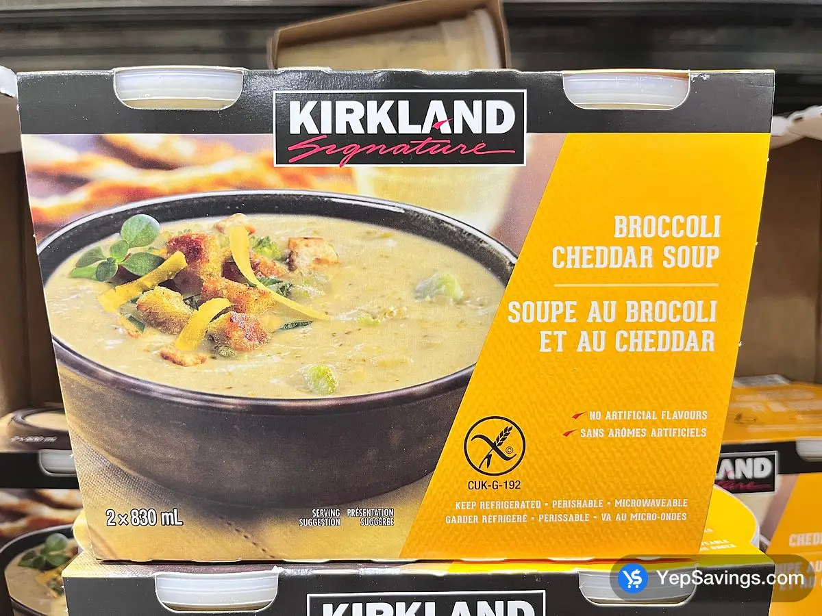Costco KIRKLAND SIGNATURE BROCCOLI CHEDDAR SOUP 2 x 830 ml - Canada (ITM 615744)