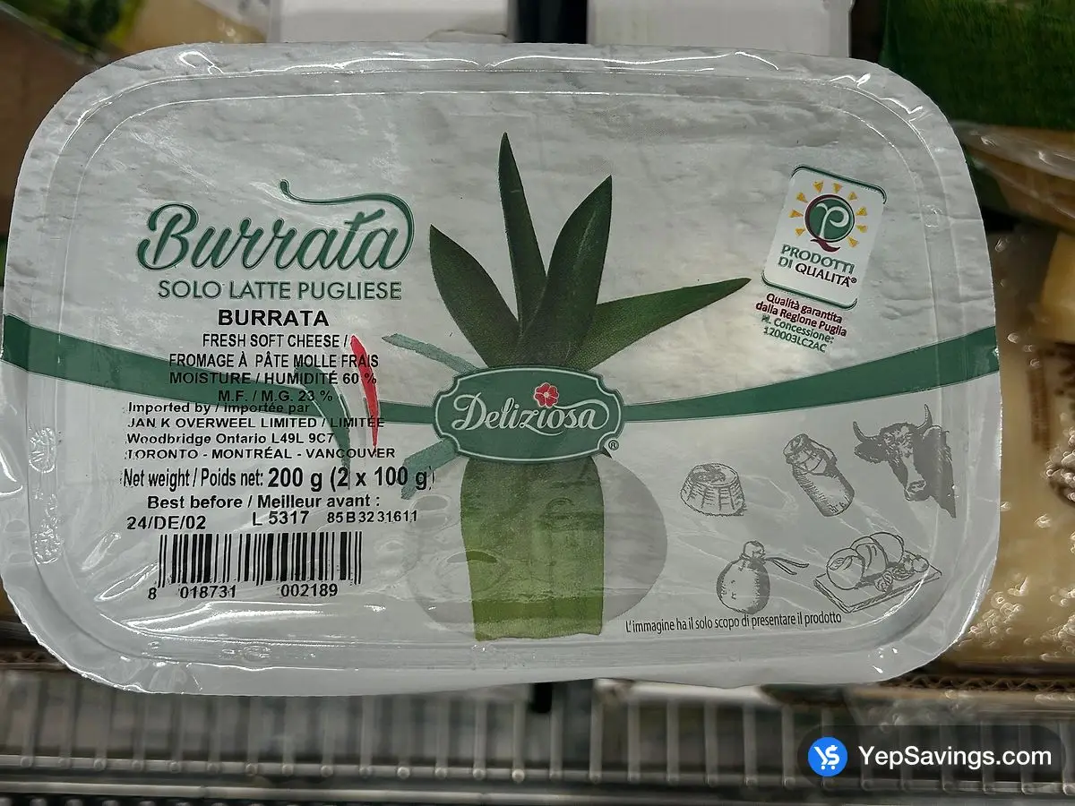 Costco DELIZIA ITALIAN BURRATA 2 x 100 g - Canada (ITM 5058020)