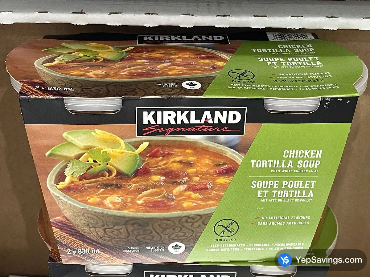 Costco KIRKLAND SIGNATURE CHICKEN TORTILLIA SOUP 2X830 ml - Canada (ITM 615743)
