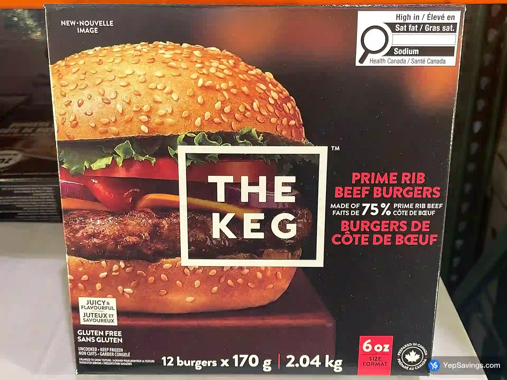 Costco THE KEG PRIME RIB BURGER 12 x 170 g - Canada (ITM 1136752)