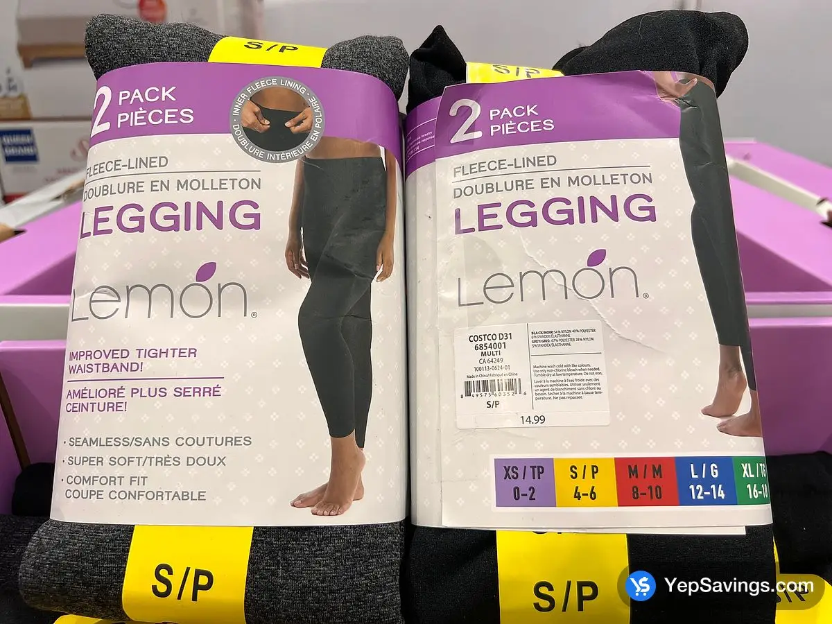 Costco LEMON FLEECE LEGGING 2PK + LADIES SIZES XS - XL - Canada (ITM 6854004)