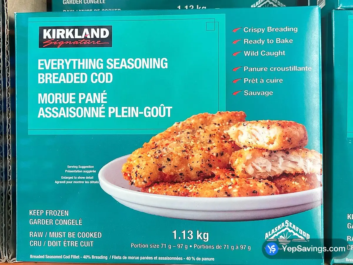 Costco KIRKLAND SIGNATURE EVERTHING BREADED COD 1.13 kg - Canada (ITM 1674958)