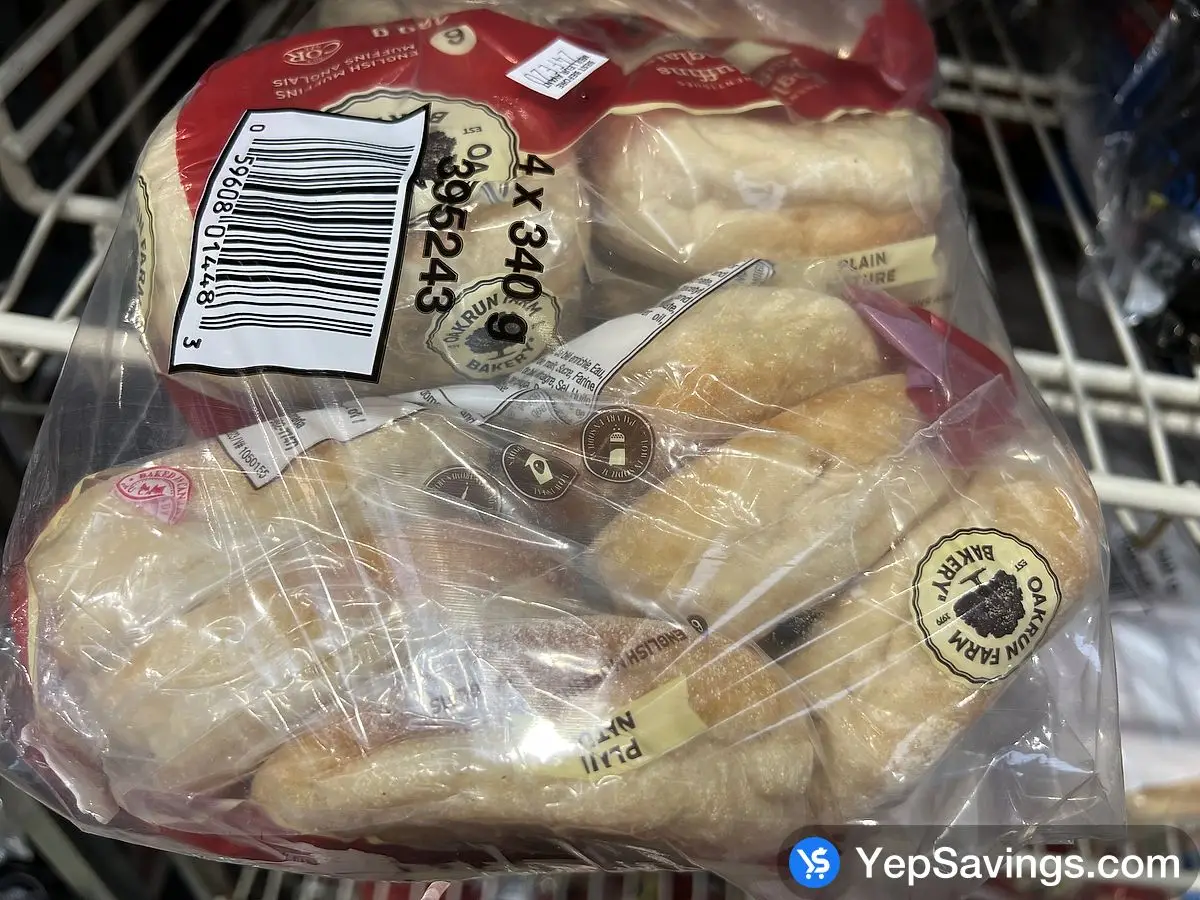 Costco OAKRUN FARMS ENGLISH MUFFINS 4 x 6 pk D2 - Canada (ITM 395243)