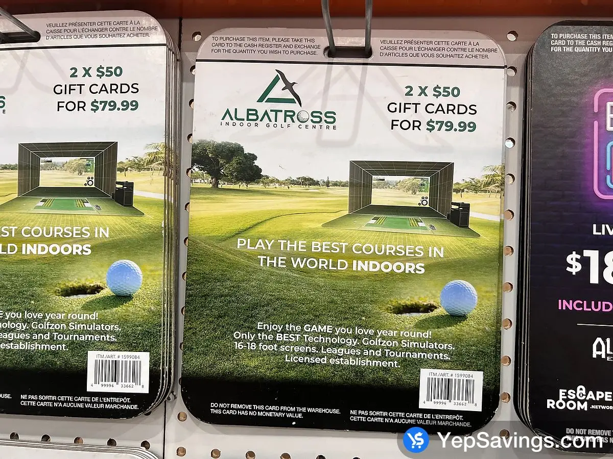Costco ALBATROSS INDOOR GOLF GIFT CARDS 2 x $50 - Canada (ITM 1599084)