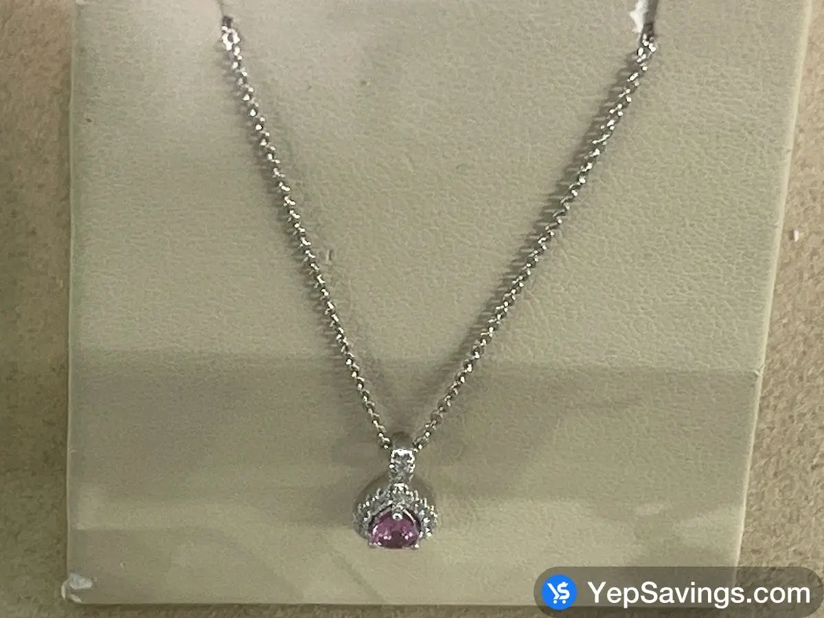 Costco 14KT WHITE GOLD PINK SAPPHIRE AND PENDANT 0.14CTW 20 " - Canada (ITM 1579635)