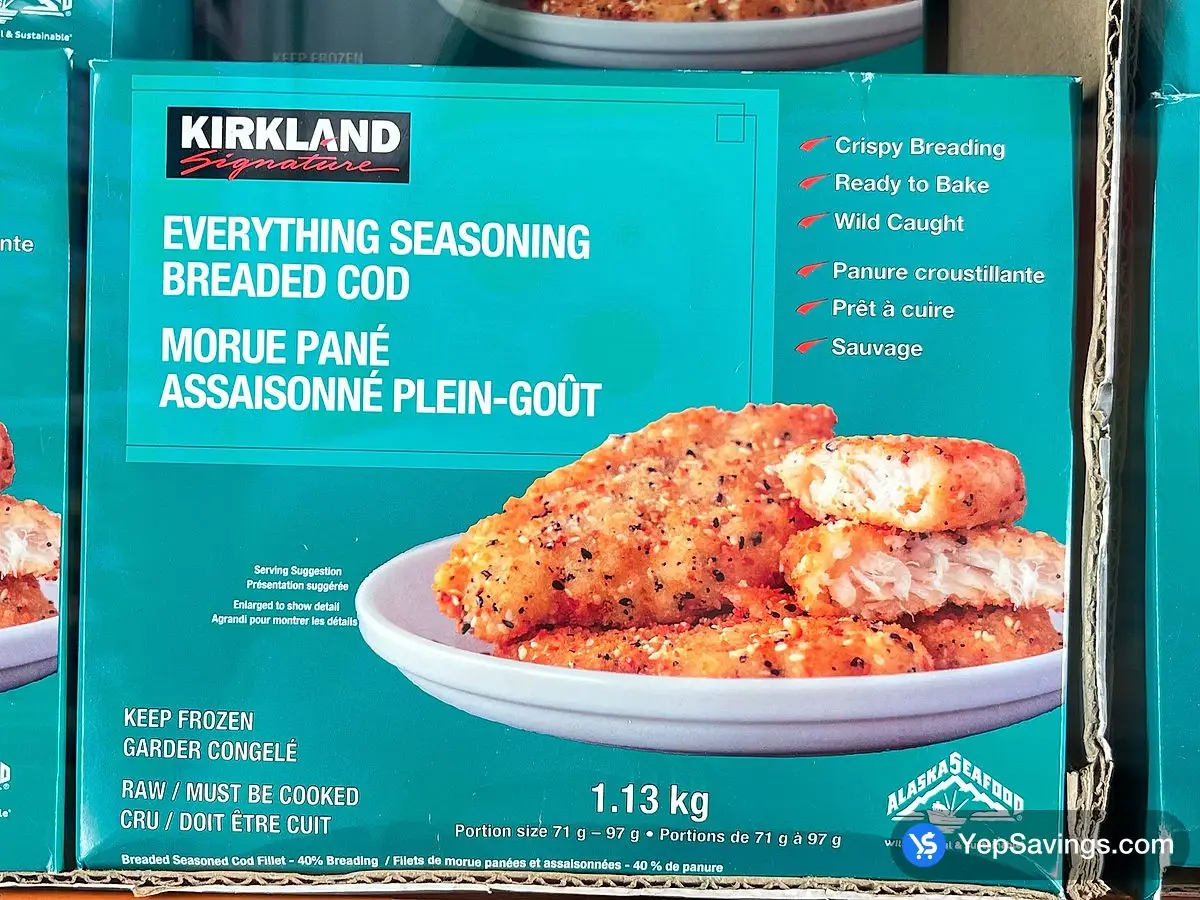 Costco KIRKLAND SIGNATURE EVERTHING BREADED COD 1.13 kg - Canada (ITM 1674958)