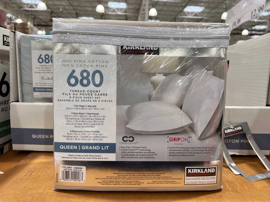 KIRKLAND SIGNATURE PIMA COTTON SHEETS QUEEN 680 TC 6PC at Costco