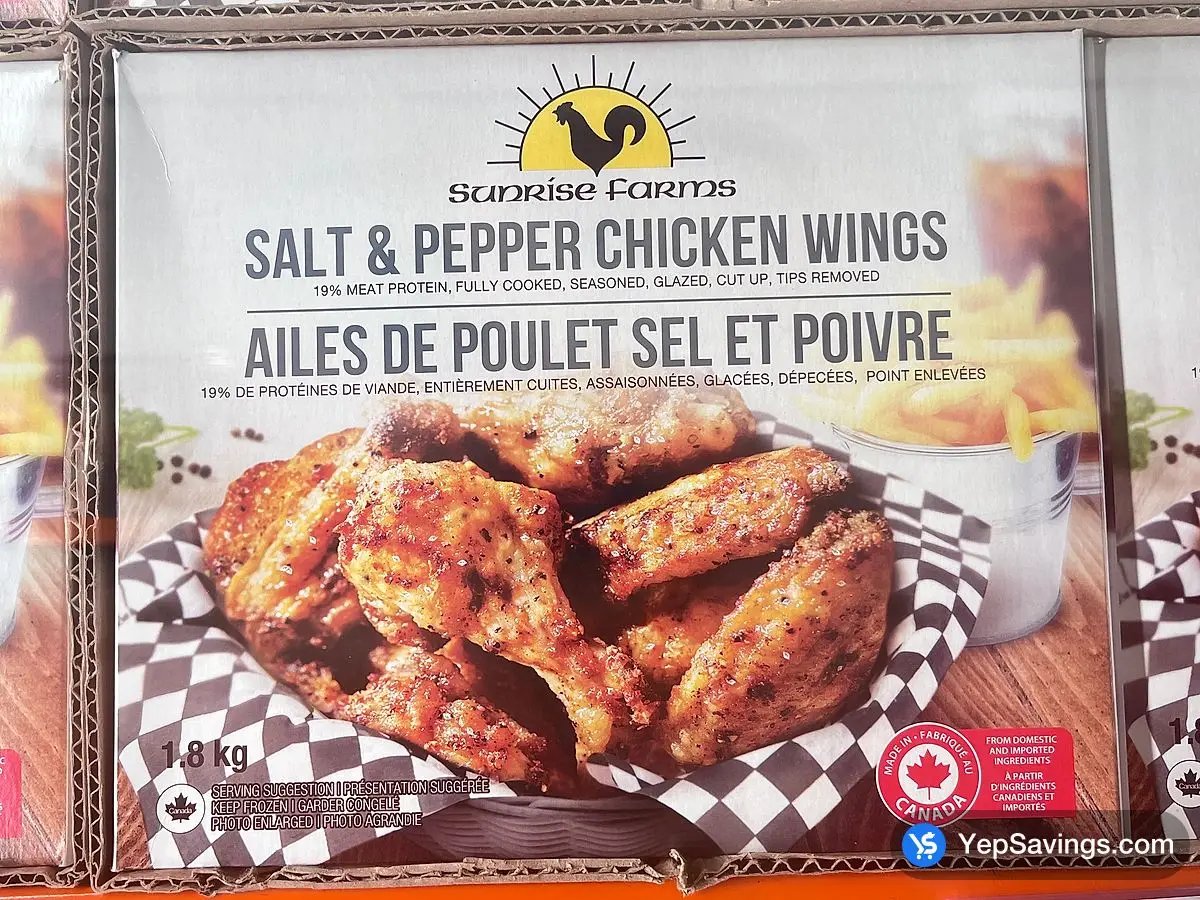 SUNRISE FARMS SALT & PEPPER WINGS 1.8kg ITM 2415107 at Costco