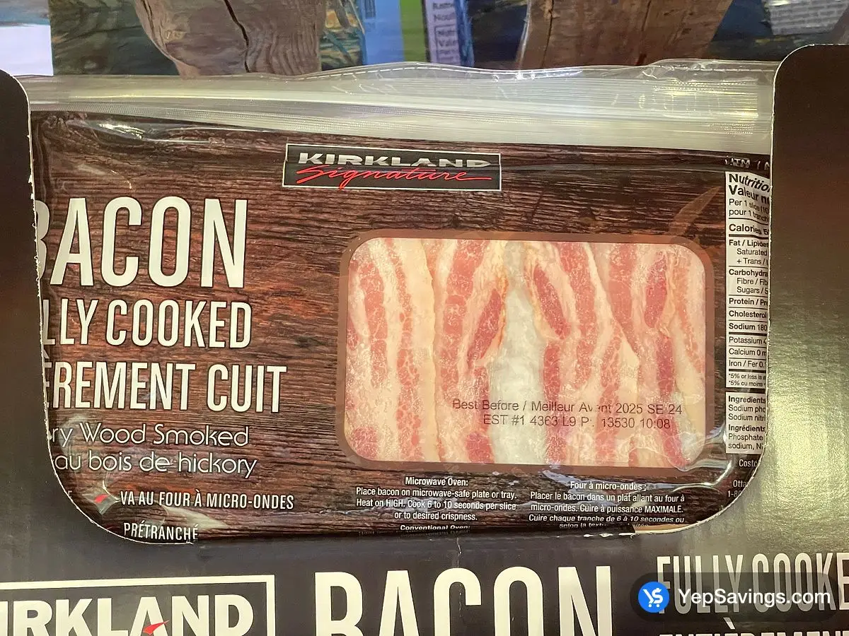 Costco KIRKLAND SIGNATURE FULLY COOKED BACON 500 g - Canada (ITM 1527958)