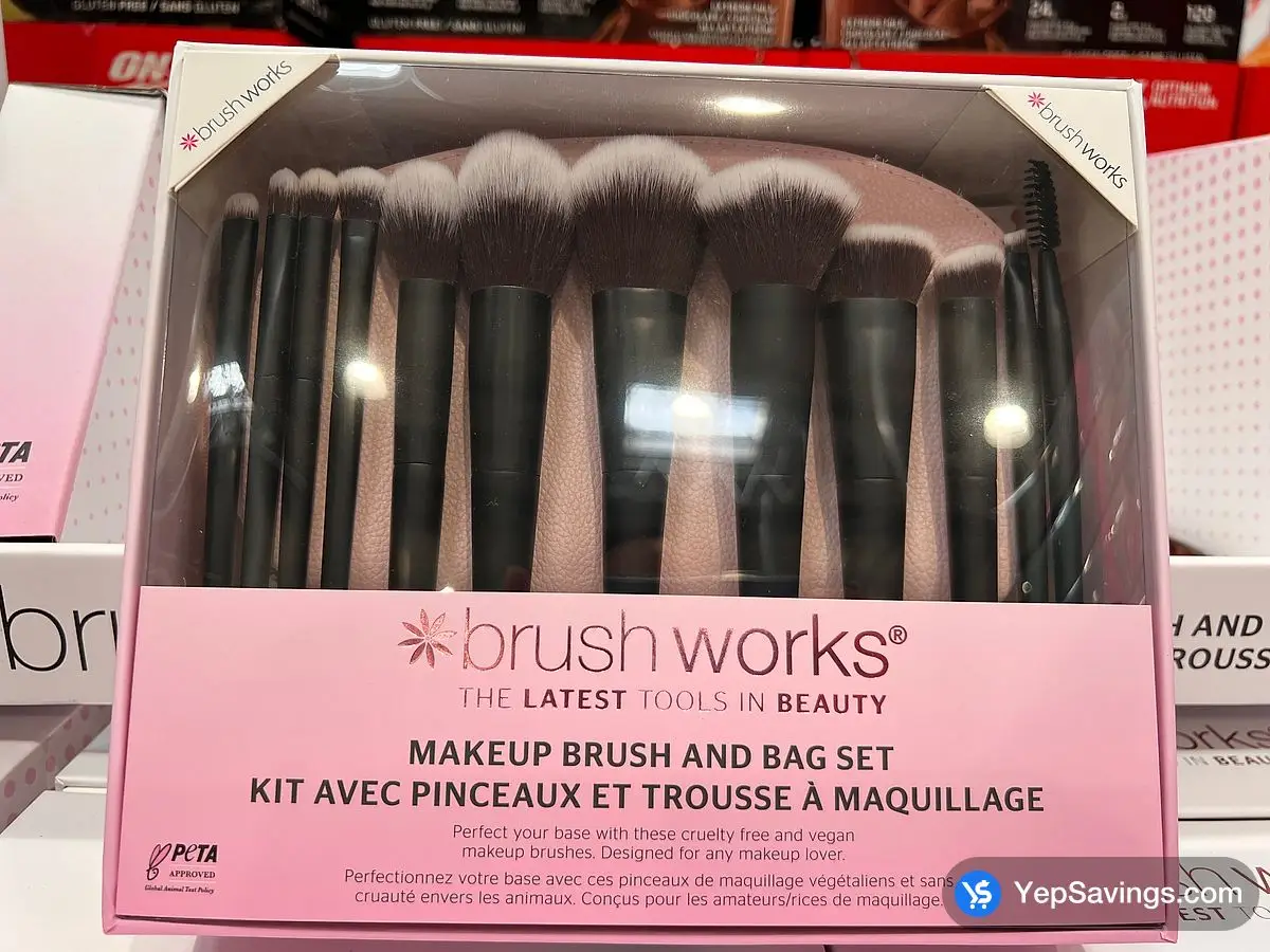 Costco BRUSHWORKS MAKEUP BRUSH & BAG SET 12 PACK - Canada (ITM 1815048)