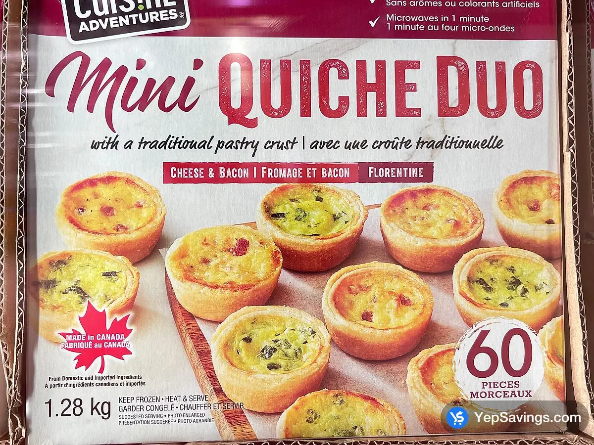 CUISINE ADVENTURES MINI QUICHE ASSORTED 1.28 kg ITM 3053121 at Costco