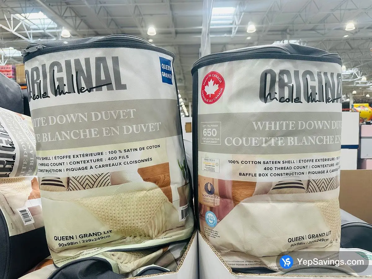 Costco NICOLE MILLER WHITE DUCK DOWN DUVET QUEEN 90 " X 98 " - Canada (ITM 1684900)
