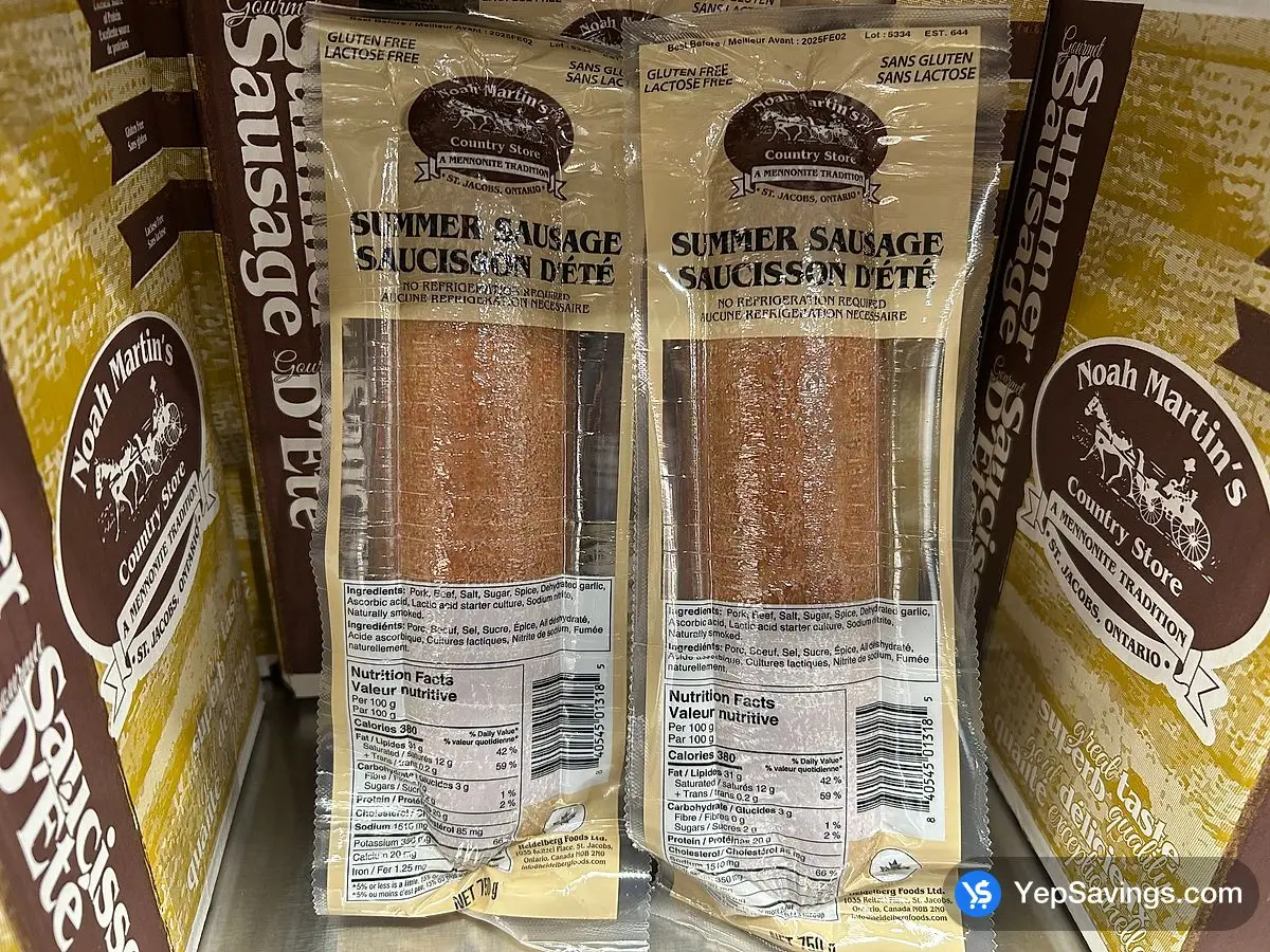 Costco NOAH MARTIN'S SUMMER SAUSAGE 750 g - Canada (ITM 1103947)