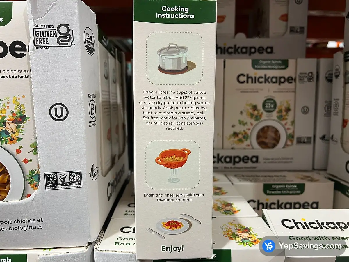 Costco CHICKAPEA ORGANIC SPIRAL PASTA 1 kg - Canada (ITM 1359092)
