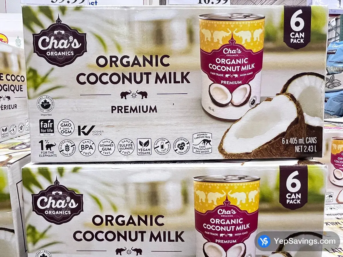 Costco CHA'S ORGANICS ORGANIC COCONUT MILK 6 x 400 mL - Canada (ITM 1457845)