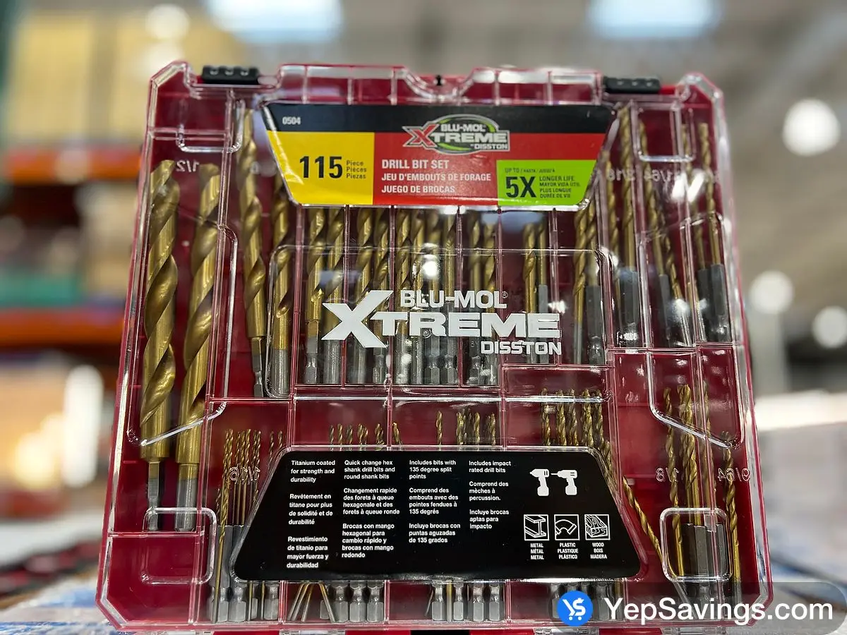 BLU MOL EXTREME HEX AND ROUND 115 PC DRILL BIT SET at Costco Brant 