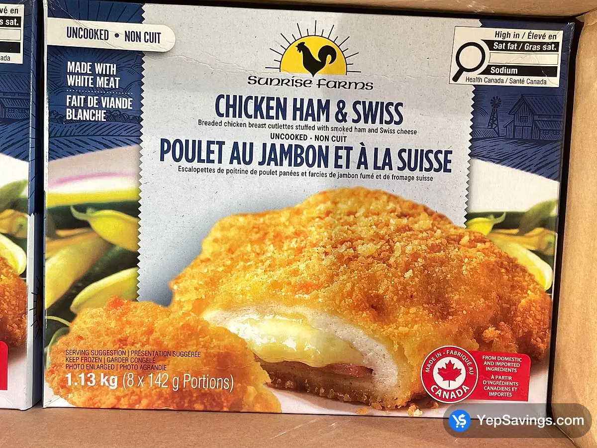 Costco SUNRISE FARMS CORDON SWISS CHICKEN 8 x 142 g - Canada (ITM 1824695)