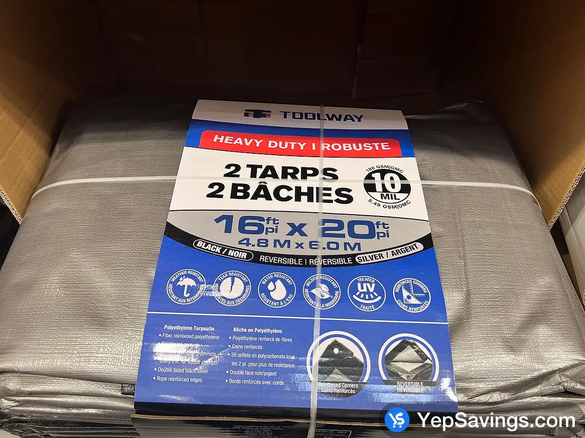 TOOLWAY TARPS 16 FT X 20 FT 2 PACK ITM 1734162 at Costco