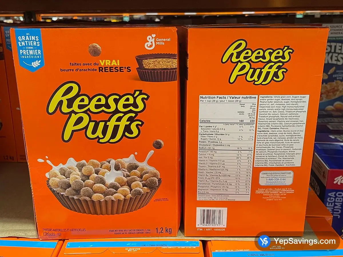 Costco GENERAL MILLS REESE'S PUFFS CEREAL 1.2 kg - Canada (ITM 1858226)