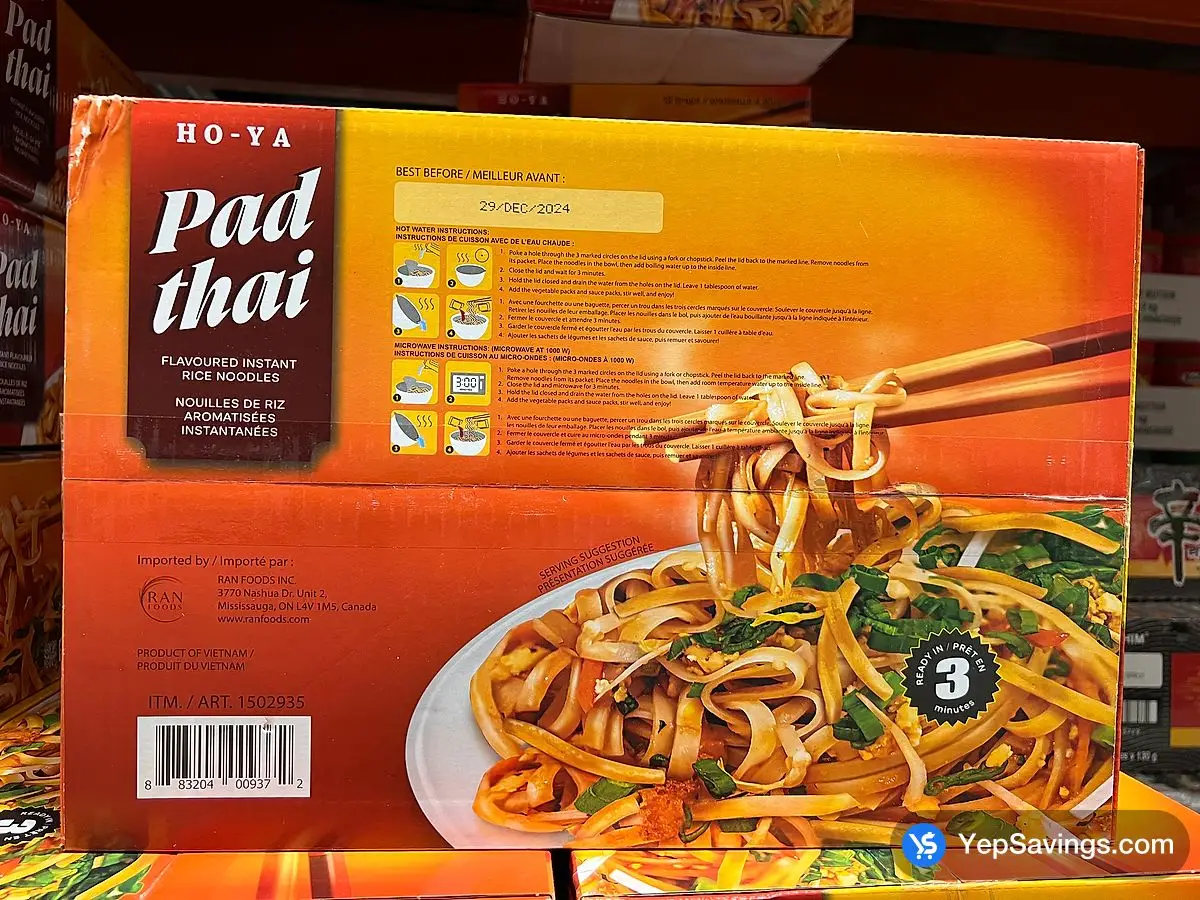 Costco HO - YA PAD THAI RICE NOODLES 12 x 80 g - Canada (ITM 1502935)