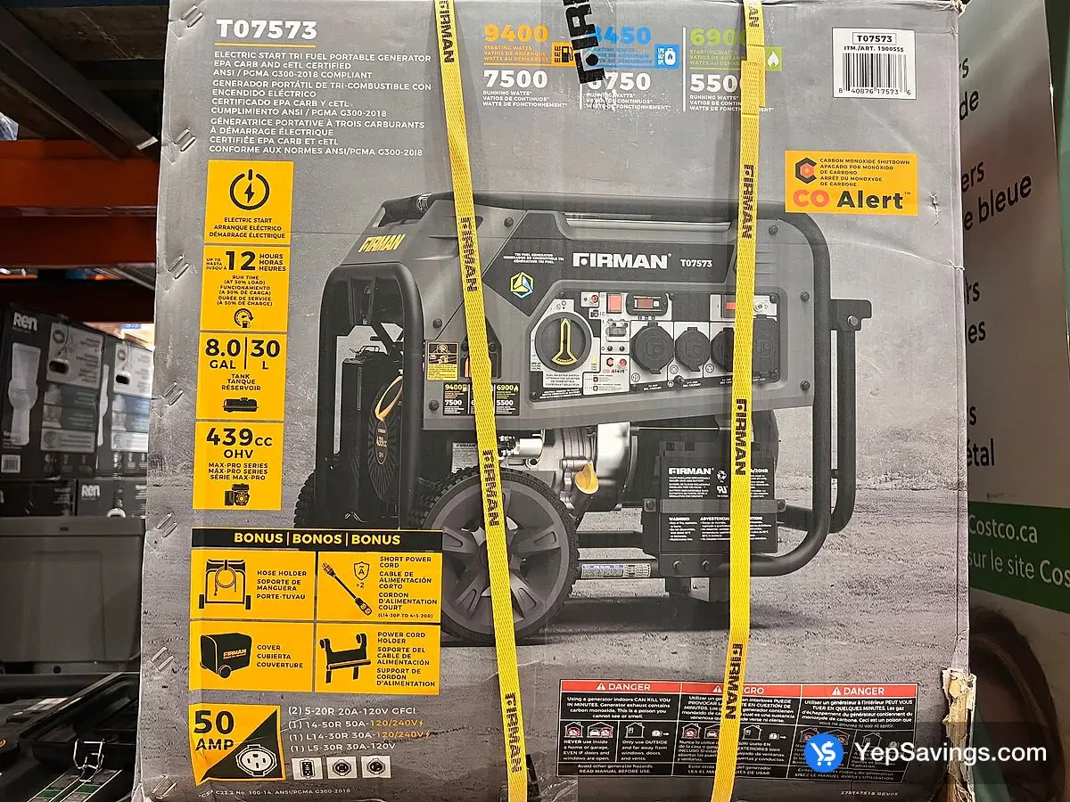 Costco FIRMAN TRI FUEL GENERATOR 9400 / 7500W - Canada (ITM 1900555)