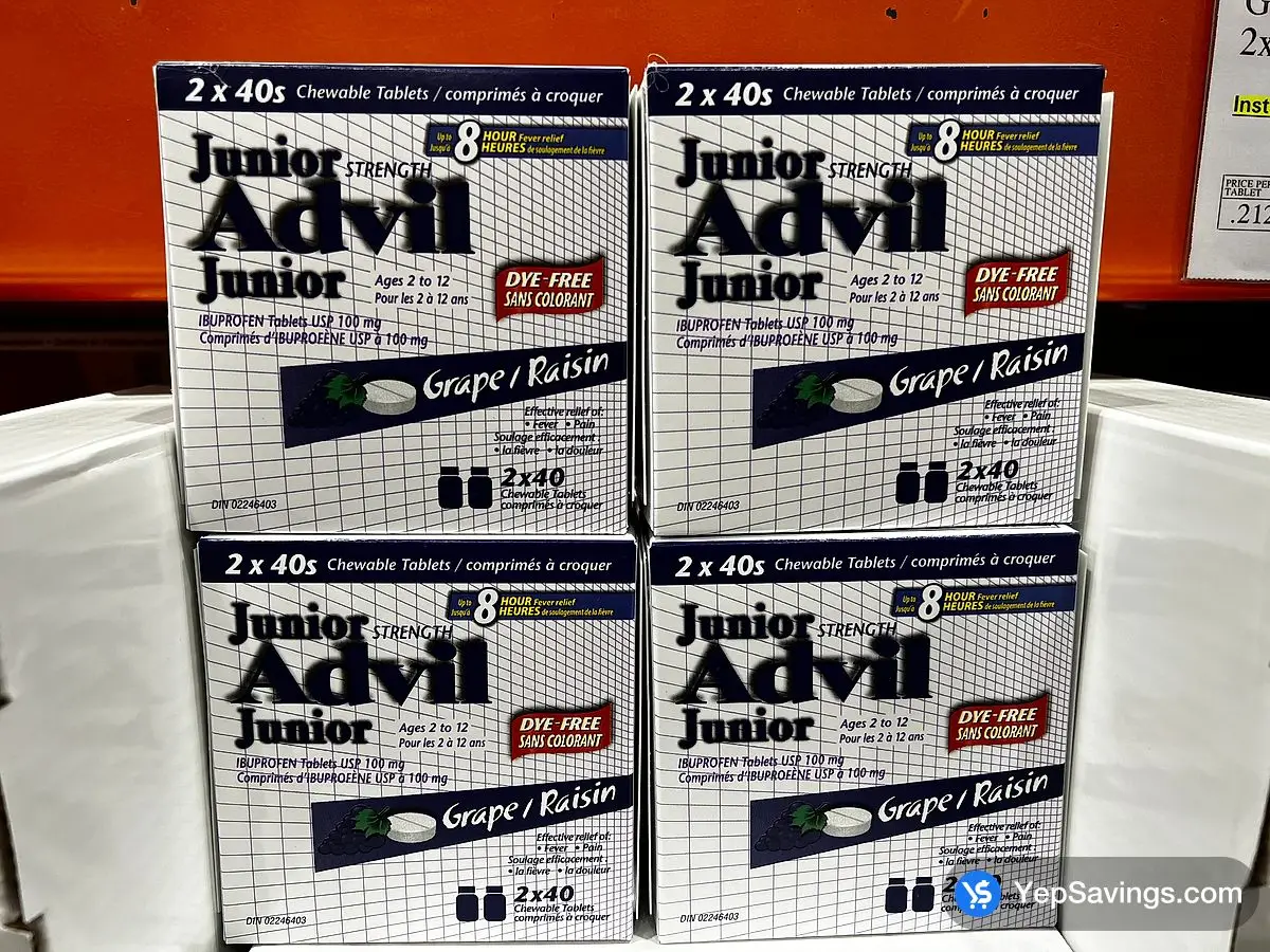 Costco ADVIL CHEWABLE TABLET GRAPE FLAVOUR 100 MG 2 x 40's chewable tabs - Canada (ITM 2838260)