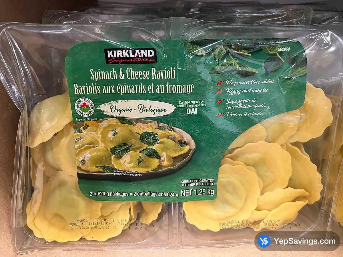 Costco KIRKLAND SIGNATURE SPINACH & CHEESE RAVIOLI 2 x 624 g - Canada (ITM 6101960)