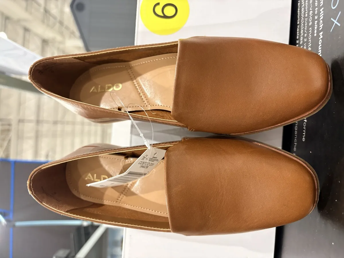 Aldo leather flat shoe at Costco Canada — brown side view