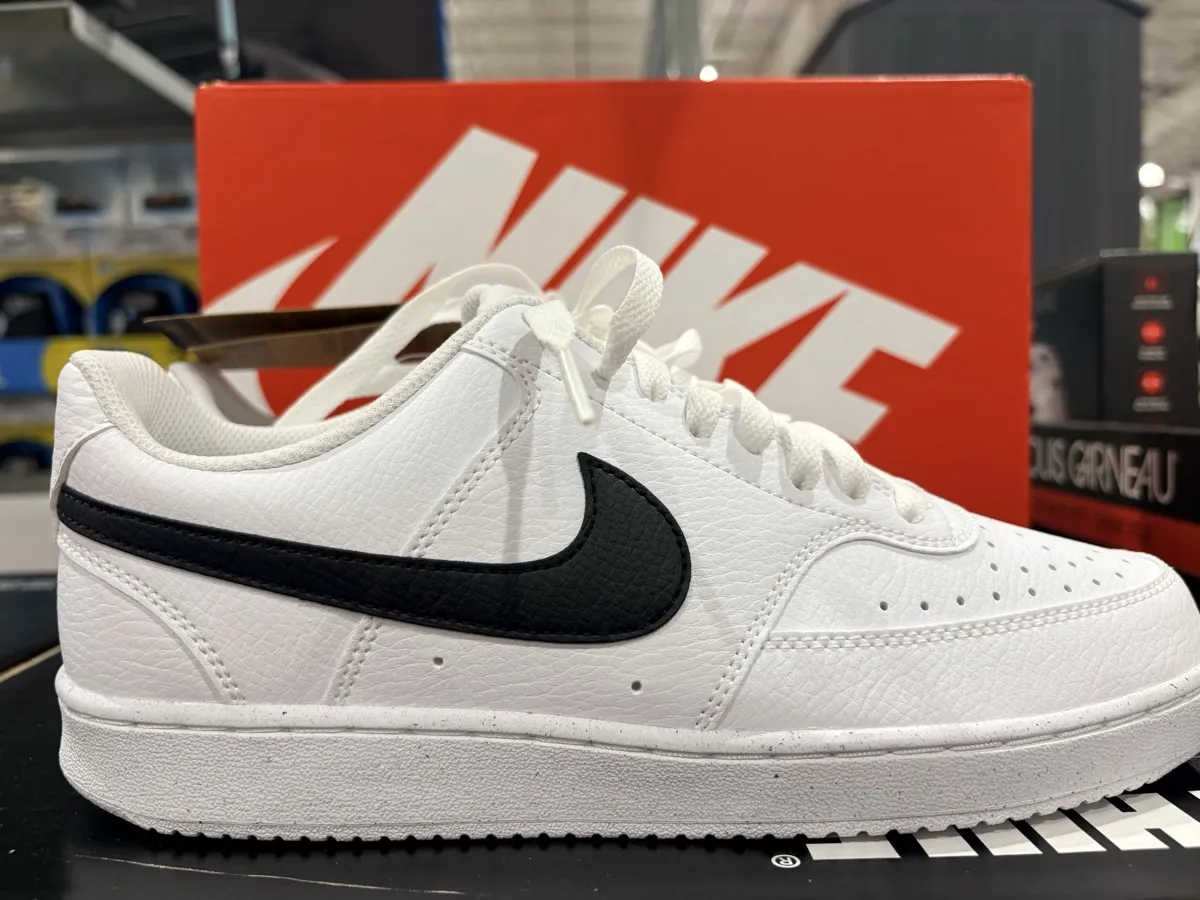 Nike Court Vision Lo women's shoe at Costco Canada — side view with Nike box