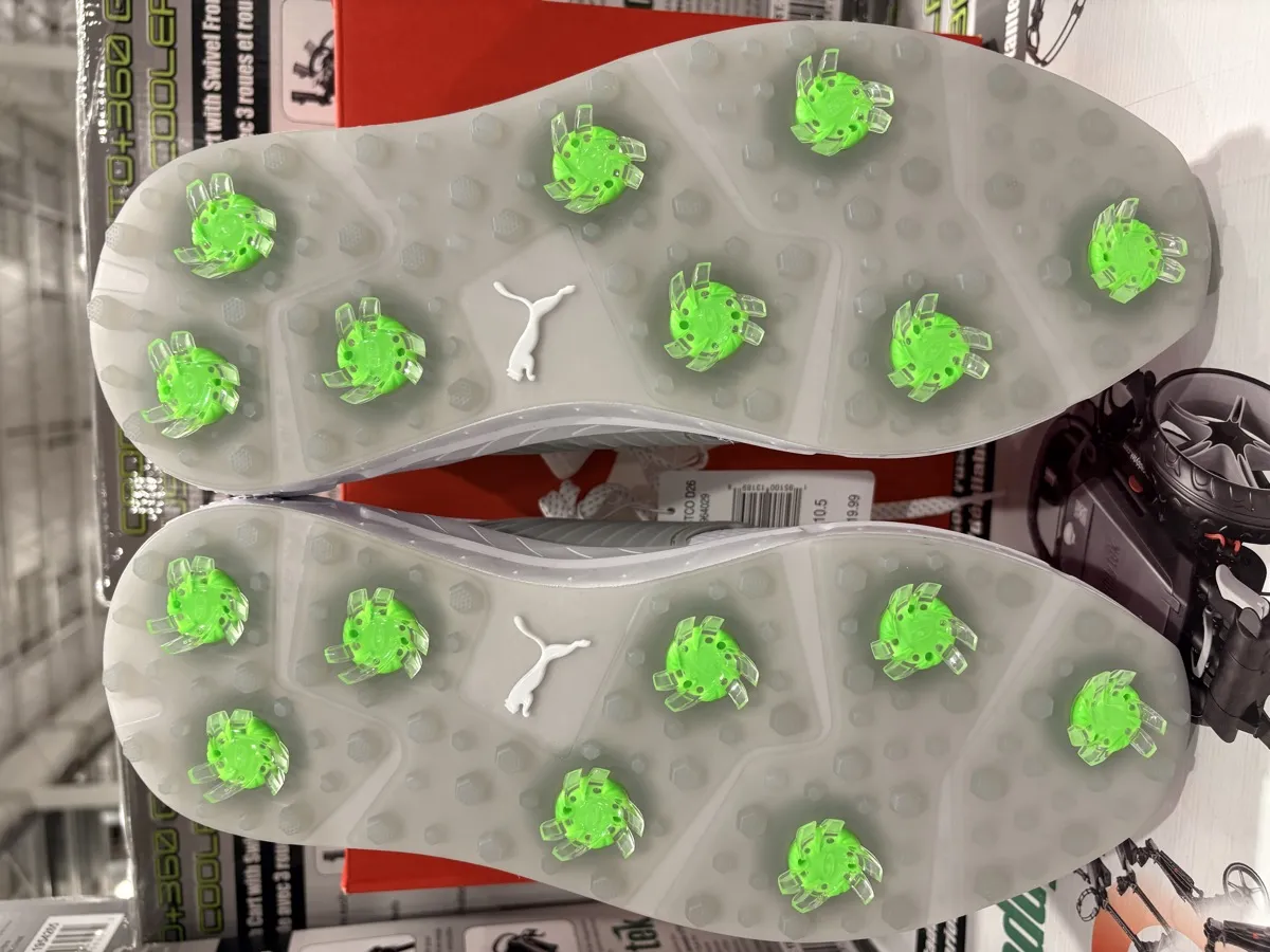 Puma Ignite Articulate golf shoe at Costco Canada — sole with Tornado cleats