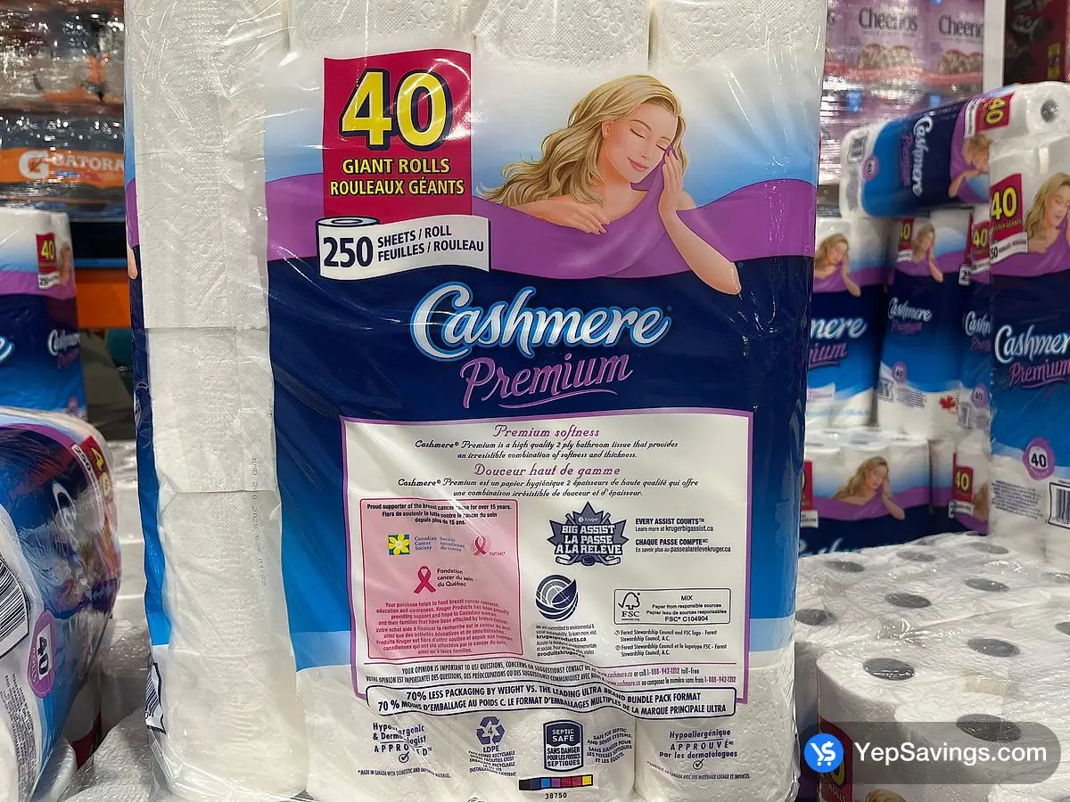 Costco CASHMERE PREMIUM 2 PLY BATHROOM TISSUE 40 x 250 sheets - Canada (ITM 1424970)