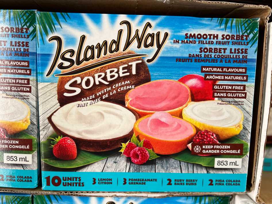 ISLAND WAY ASSORTED FRUIT SORBET 853 ml ITM 1122305 at Costco