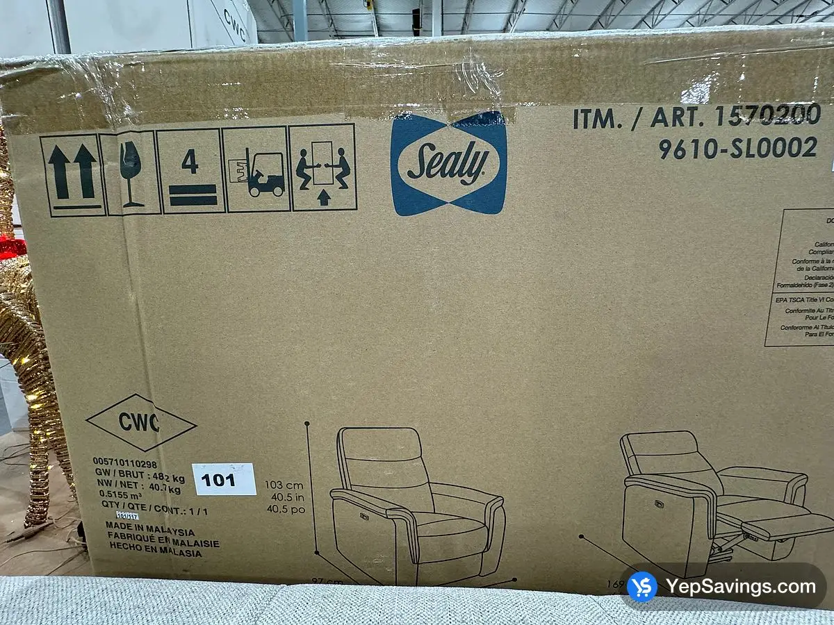 Costco SEALY JANN FABRIC POWER RECLINER CREAM - Canada (ITM 1570200)